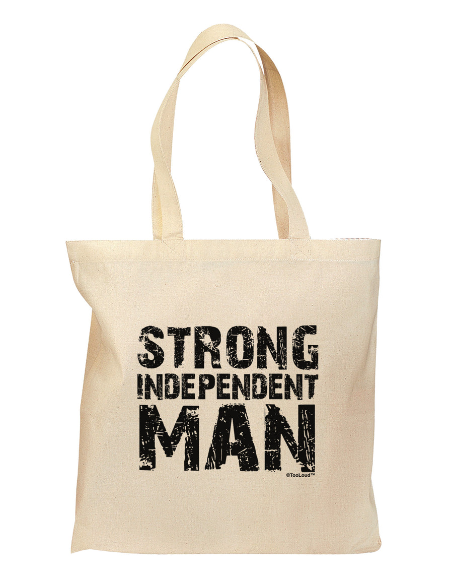 Strong Independent Man Grocery Tote Bag-Grocery Tote-TooLoud-Natural-Medium-Davson Sales