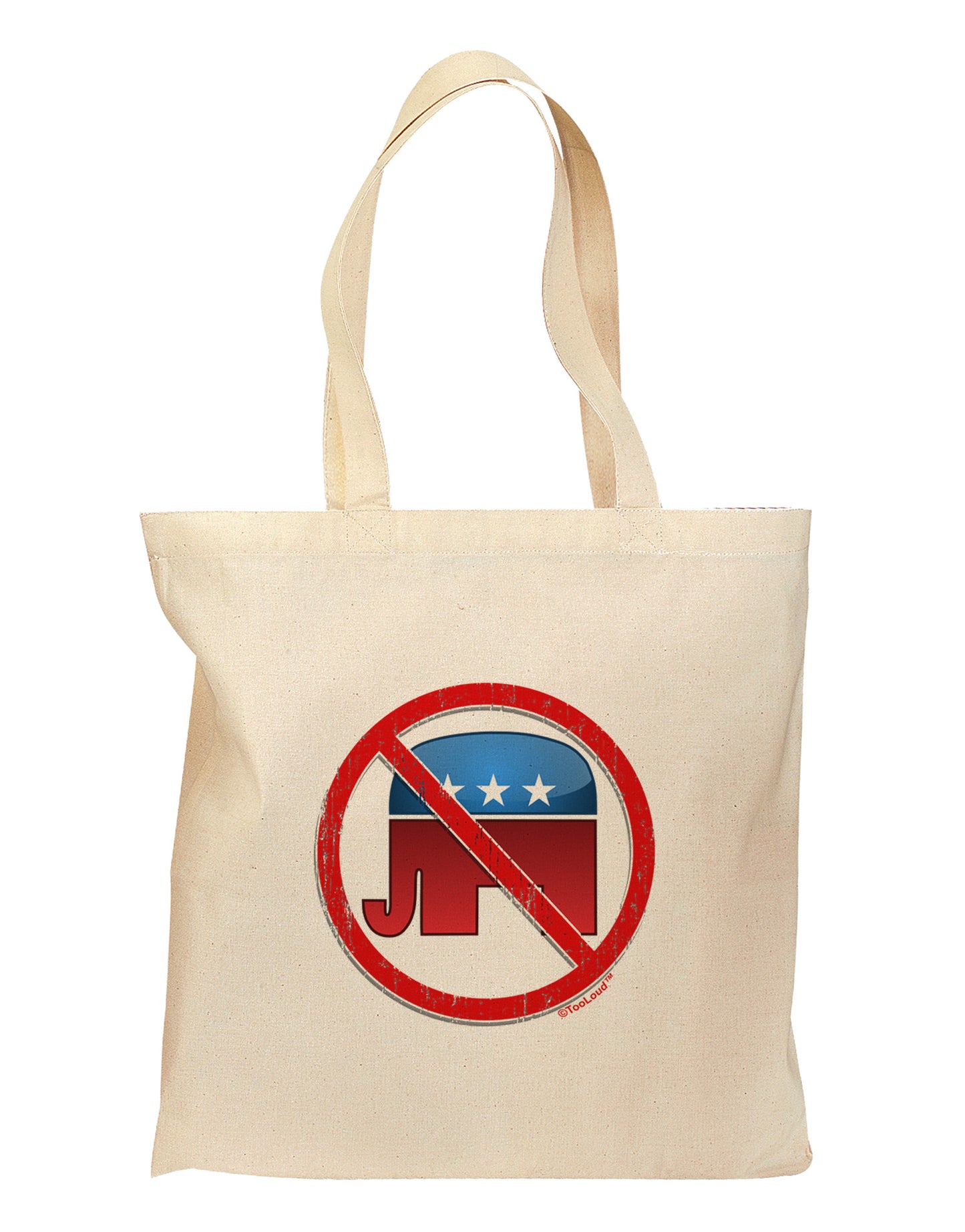 Distressed No Republicans Sign Grocery Tote Bag-Grocery Tote-TooLoud-Natural-Medium-Davson Sales