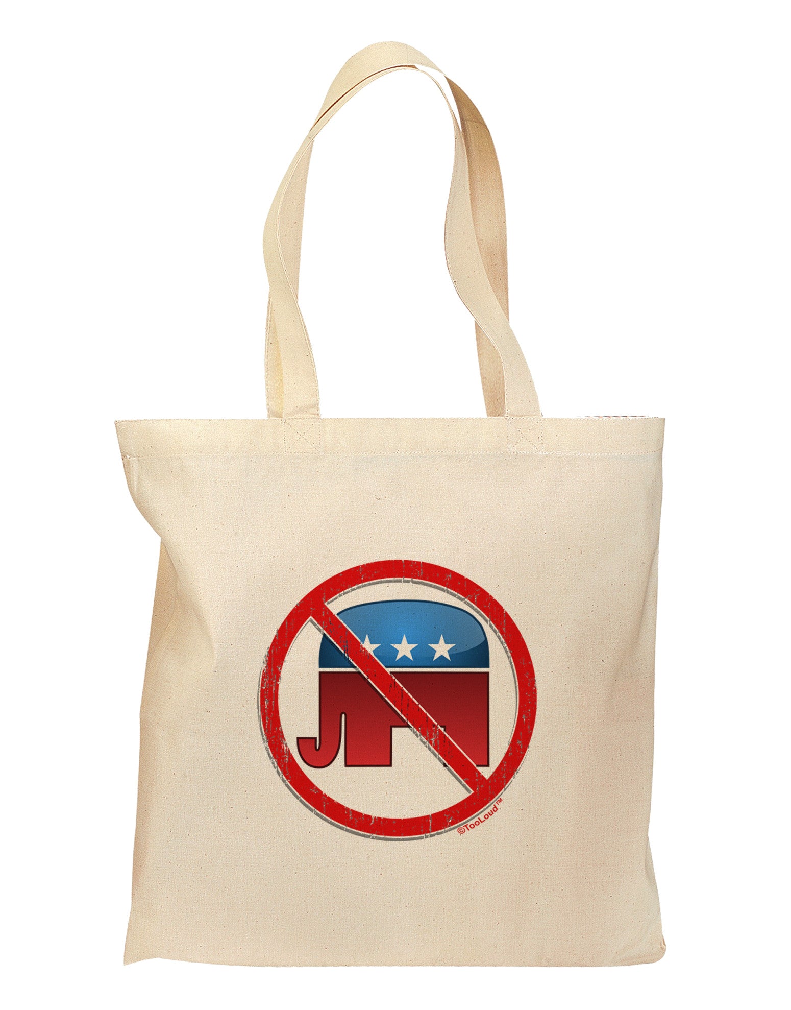 Distressed No Republicans Sign Grocery Tote Bag-Grocery Tote-TooLoud-Natural-Medium-Davson Sales