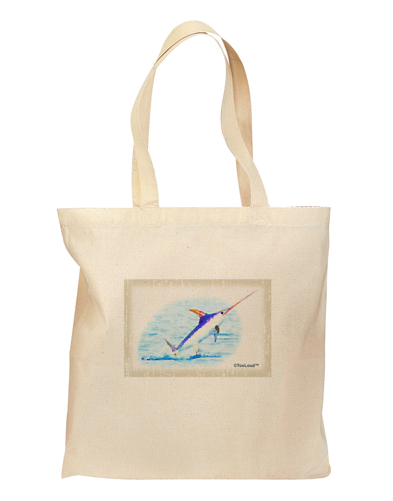 Swordfish Watercolor Grocery Tote Bag-Grocery Tote-TooLoud-Natural-Medium-Davson Sales