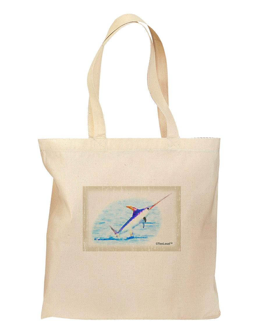 Swordfish Watercolor Grocery Tote Bag-Grocery Tote-TooLoud-Natural-Medium-Davson Sales