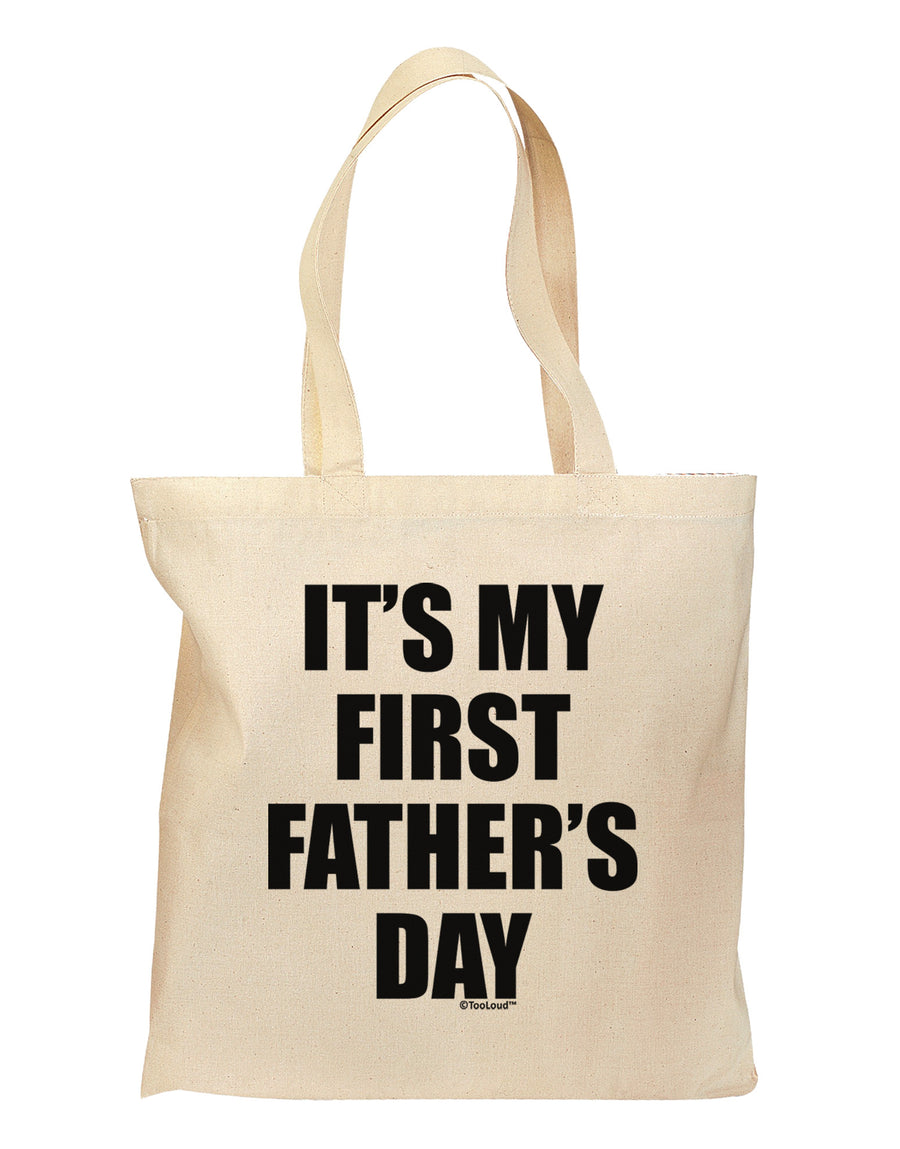 It's My First Father's Day Grocery Tote Bag-Grocery Tote-TooLoud-Natural-Medium-Davson Sales
