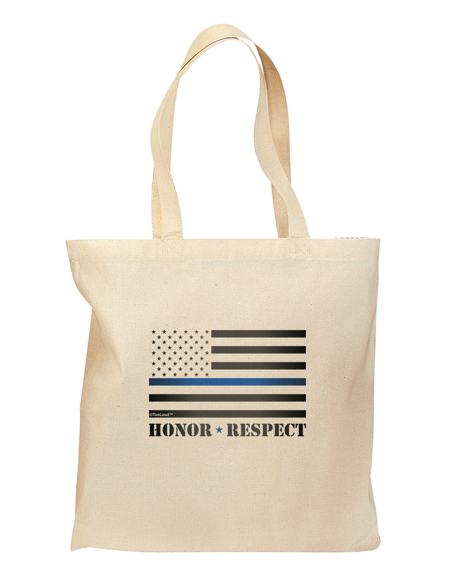 Honor Respect Blue Line Grocery Tote Bag - Natural-Grocery Tote-TooLoud-Natural-Medium-Davson Sales