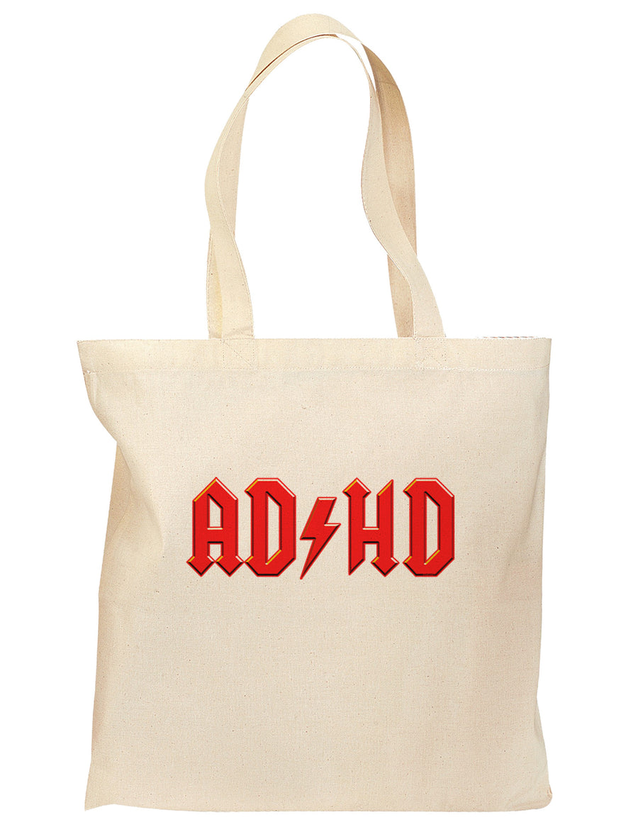 ADHD Lightning Bolt Rockstar Grocery Tote Bag-Grocery Tote-TooLoud-Natural-Medium-Davson Sales