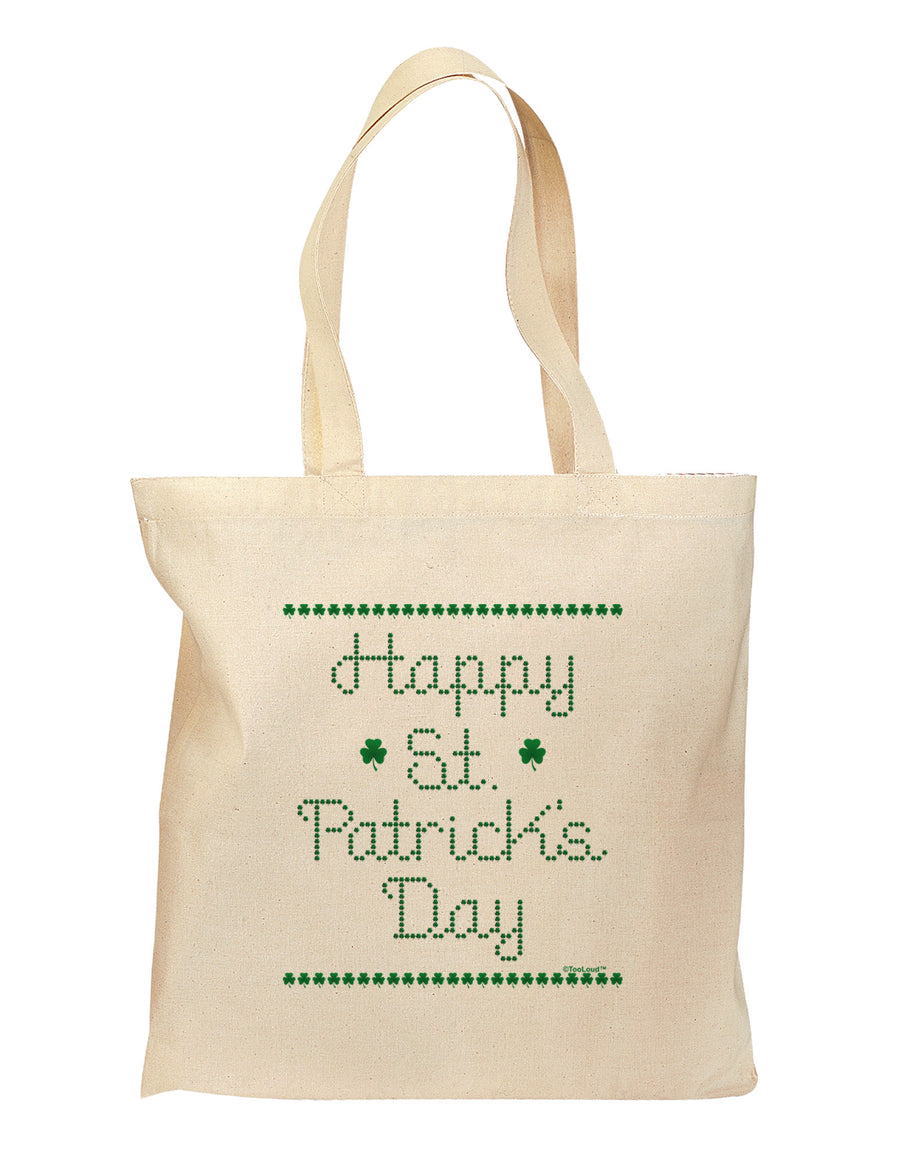 Happy St Patricks Day Clovers Grocery Tote Bag-Grocery Tote-TooLoud-Natural-Medium-Davson Sales