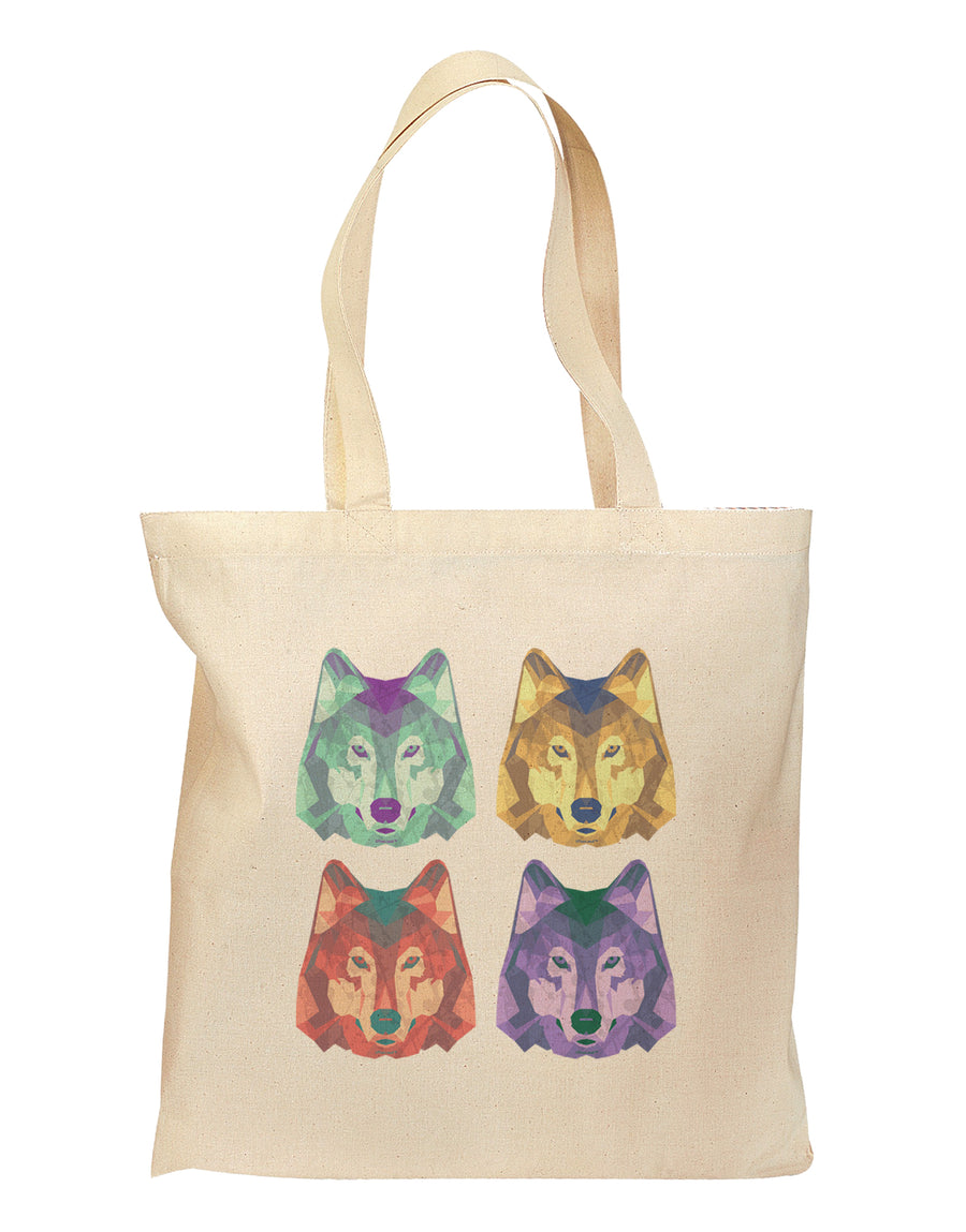 Geometric Wolf Head Pop Art Grocery Tote Bag - Natural by TooLoud-Grocery Tote-TooLoud-Natural-Medium-Davson Sales