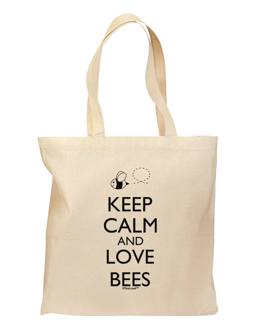 Keep Calm and Love Bees Grocery Tote Bag-Grocery Tote-TooLoud-Natural-Medium-Davson Sales