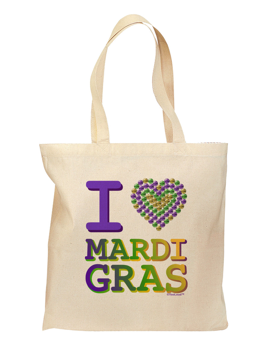 I Love Heart Mardi Gras Grocery Tote Bag-Grocery Tote-TooLoud-Natural-Medium-Davson Sales