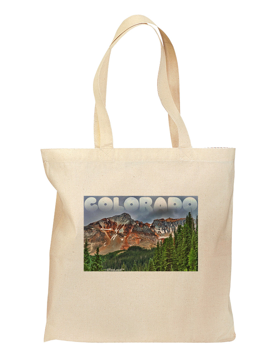 Colorado Mountains Forrest Text Grocery Tote Bag-Grocery Tote-TooLoud-Natural-Medium-Davson Sales