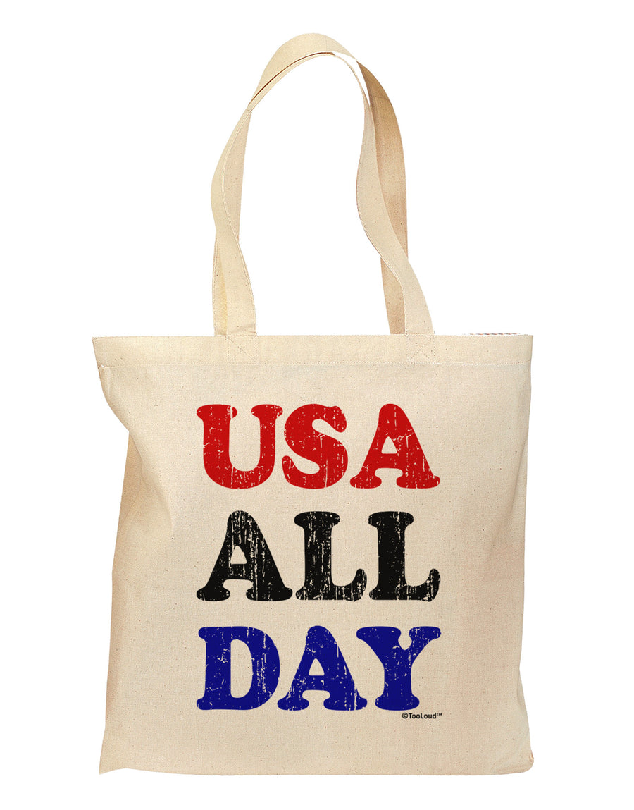 USA All Day - Distressed Patriotic Design Grocery Tote Bag by TooLoud-Grocery Tote-TooLoud-Natural-Medium-Davson Sales