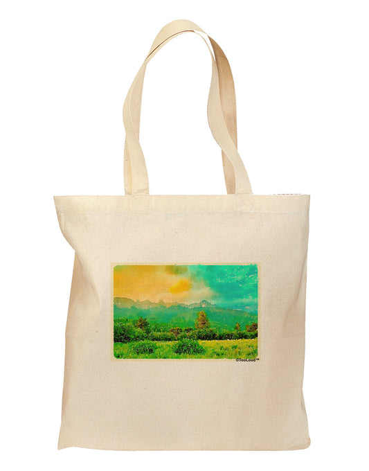 Mountain Sunset Watercolor Grocery Tote Bag-Grocery Tote-TooLoud-Natural-Medium-Davson Sales
