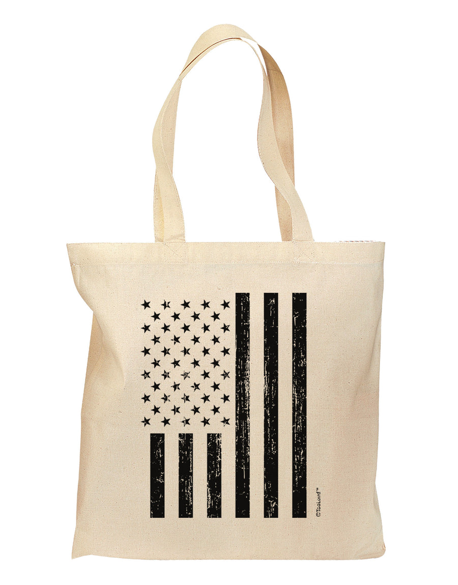 Stamp Style American Flag - Distressed Grocery Tote Bag by TooLoud-Grocery Tote-TooLoud-Natural-Medium-Davson Sales