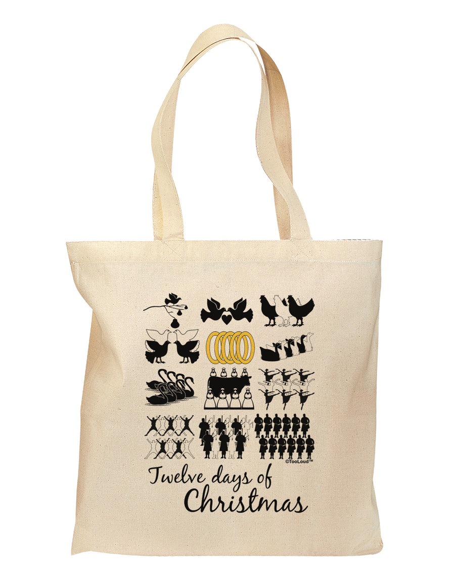 12 Days of Christmas Text Color Grocery Tote Bag-Grocery Tote-TooLoud-Natural-Medium-Davson Sales