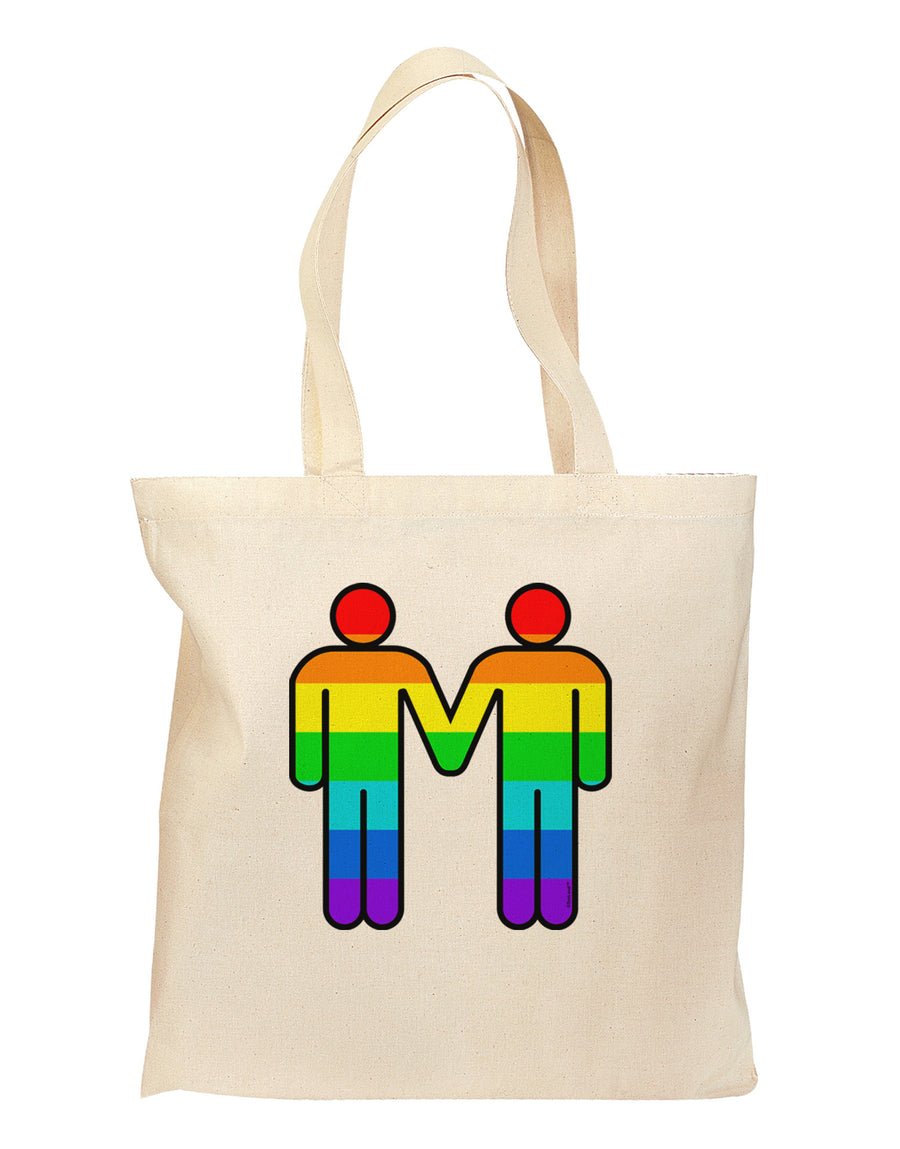 Rainbow Gay Men Holding Hands Grocery Tote Bag-Grocery Tote-TooLoud-Natural-Medium-Davson Sales