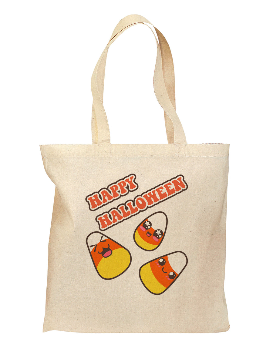 Happy Halloween Cute Candy Corn Grocery Tote Bag-Grocery Tote-TooLoud-Natural-Medium-Davson Sales