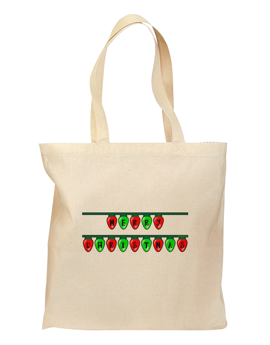 Merry Christmas Lights Red and Green Grocery Tote Bag-Grocery Tote-TooLoud-Natural-Medium-Davson Sales