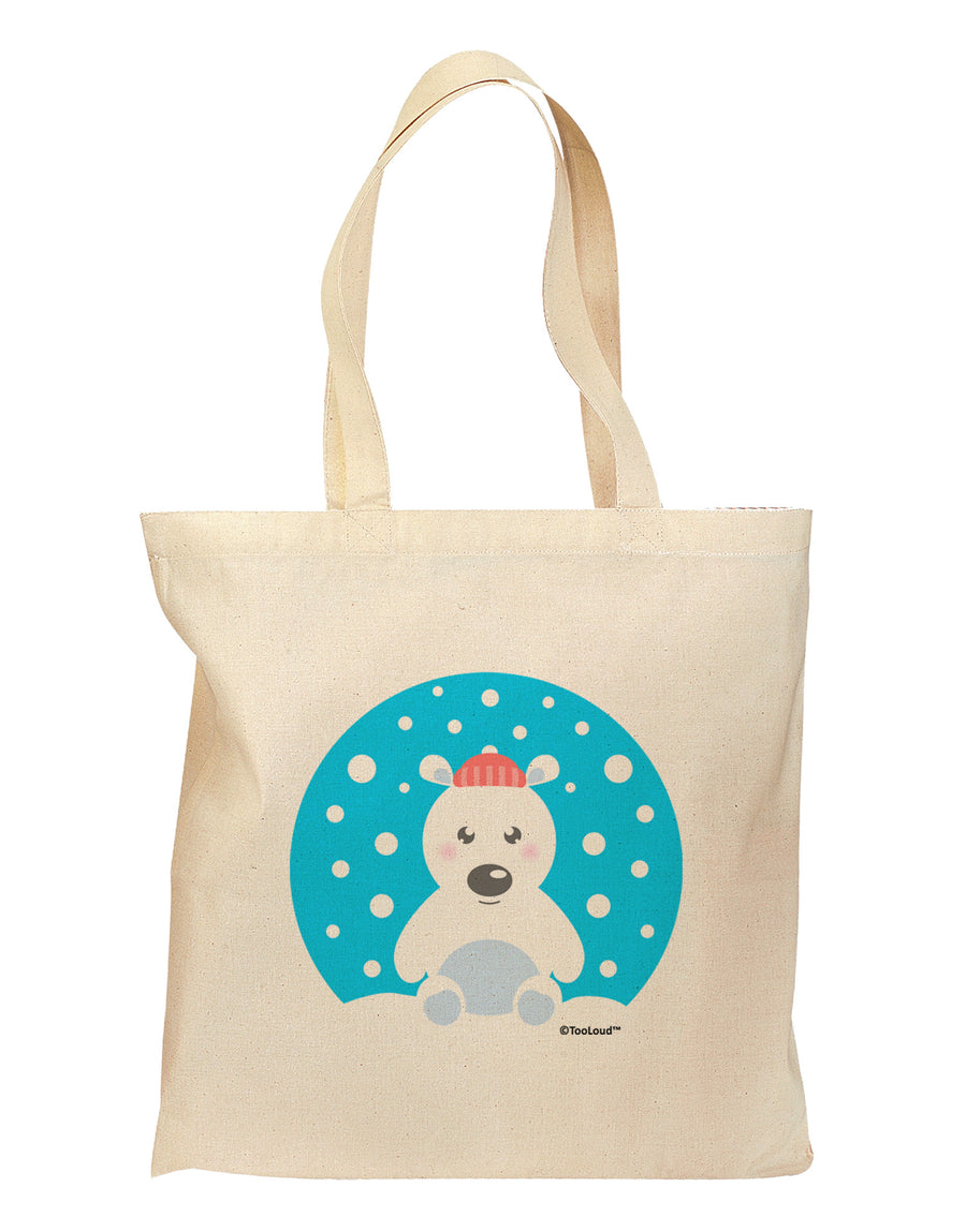 Cute Polar Bear - Christmas Grocery Tote Bag by TooLoud-Grocery Tote-TooLoud-Natural-Medium-Davson Sales