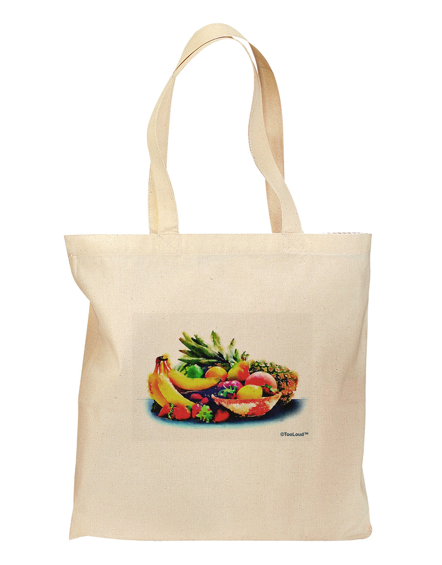 TooLoud Watercolor Fruit Bowl 3 Grocery Tote Bag-Grocery Tote-TooLoud-Natural-Medium-Davson Sales