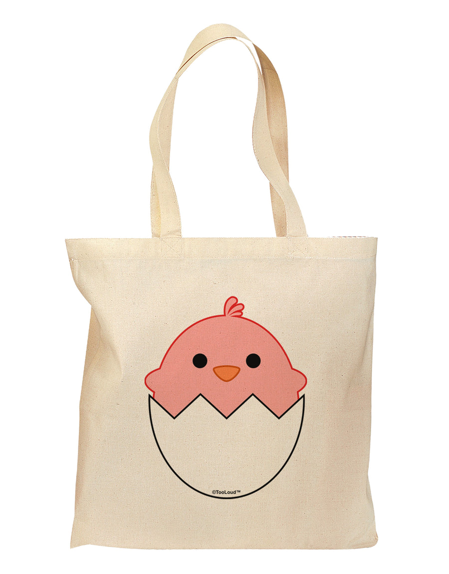 Cute Hatching Chick - Pink Grocery Tote Bag by TooLoud-Grocery Tote-TooLoud-Natural-Medium-Davson Sales