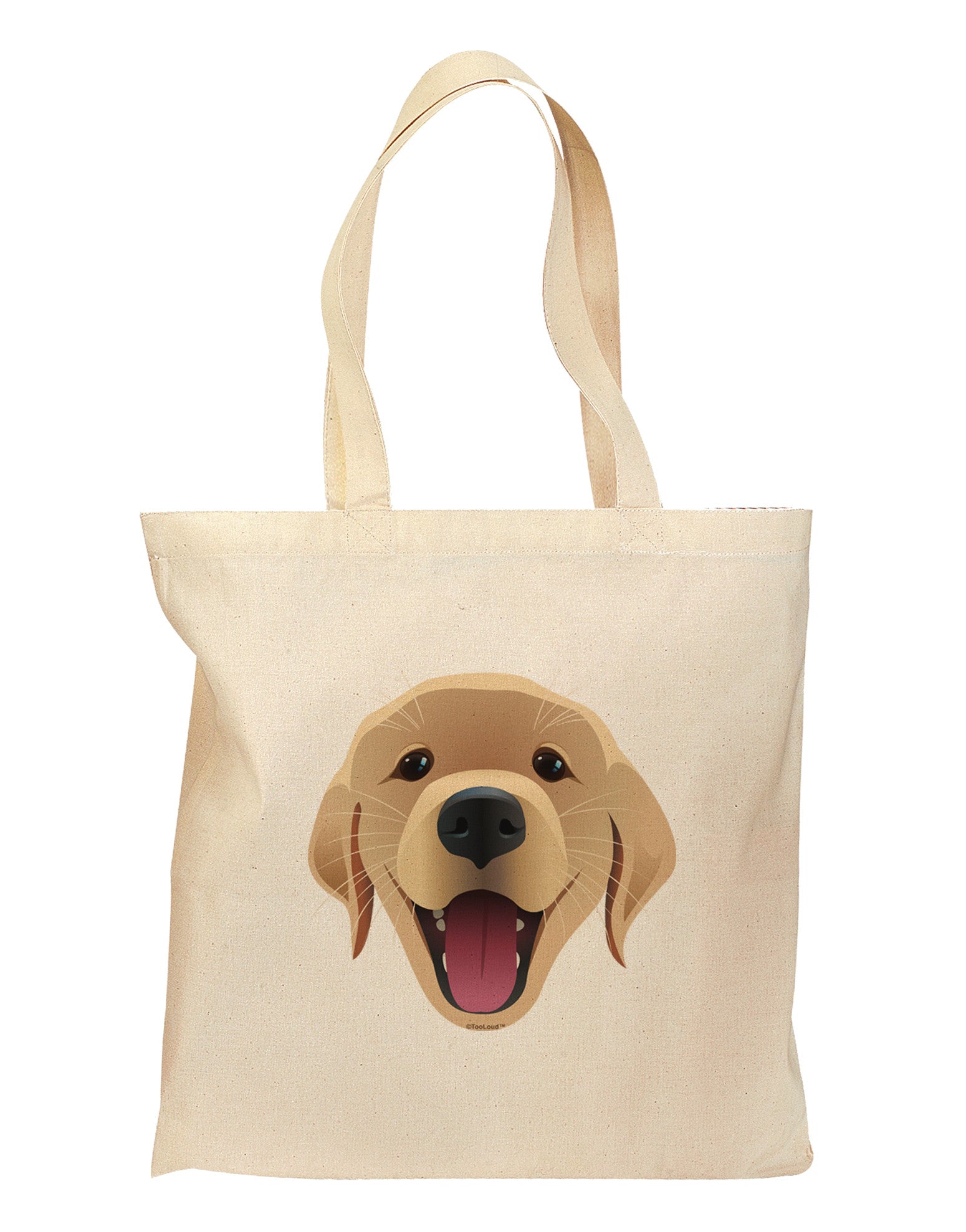 Cute Golden Retriever Puppy Face Grocery Tote Bag-Grocery Tote-TooLoud-Natural-Medium-Davson Sales