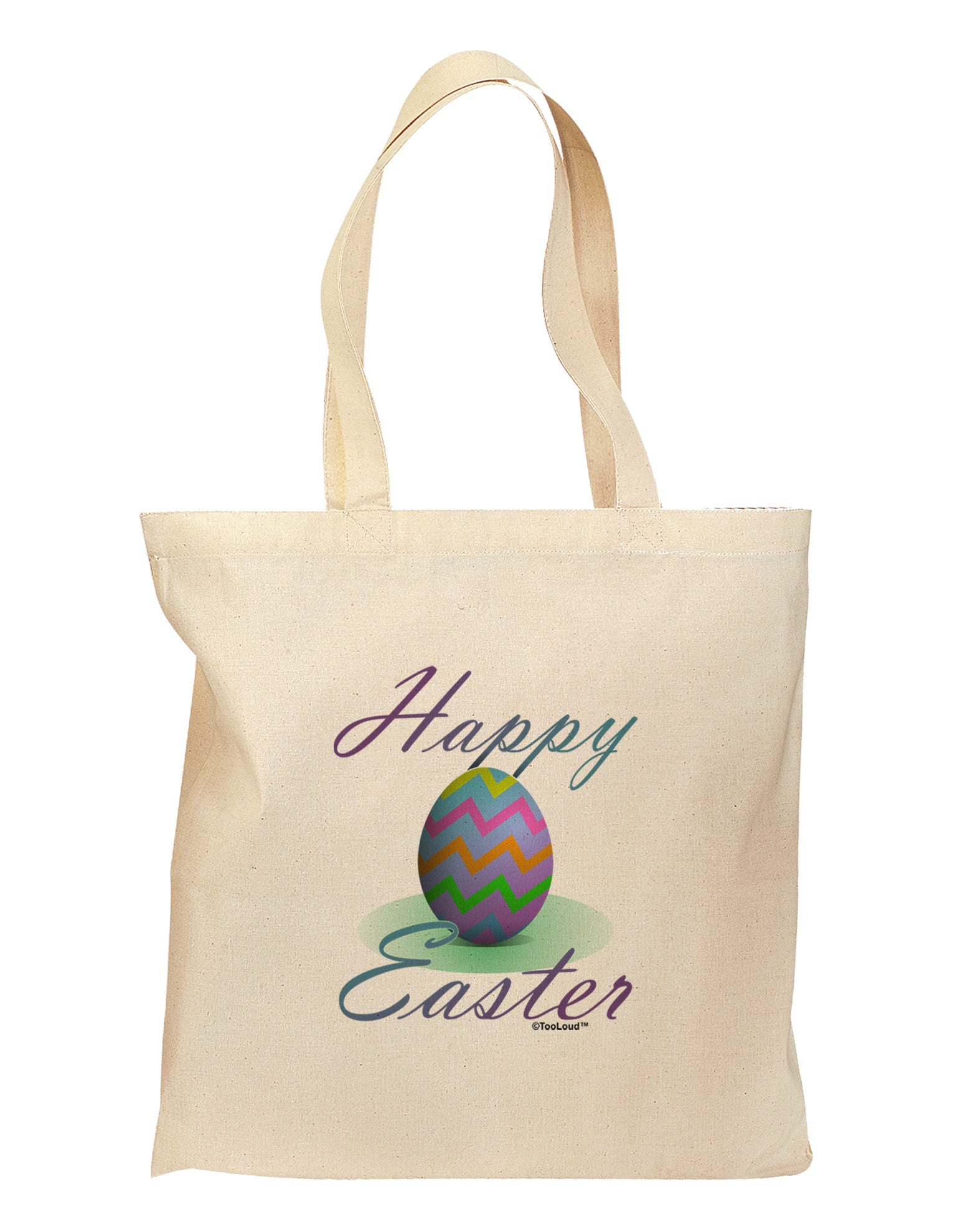 One Happy Easter Egg Grocery Tote Bag-Grocery Tote-TooLoud-Natural-Medium-Davson Sales
