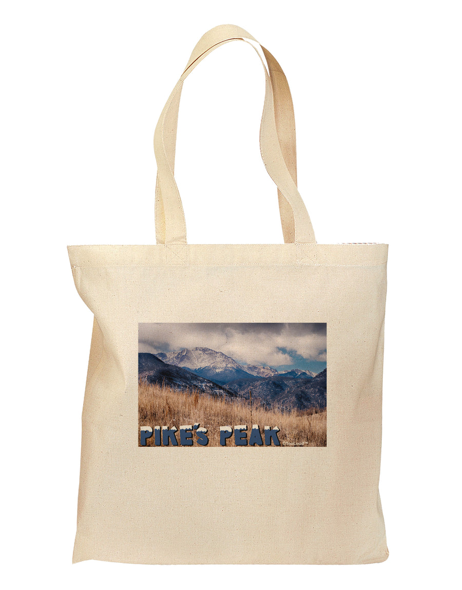 Pikes Peak CO Mountains Text Grocery Tote Bag - Natural by TooLoud-Grocery Tote-TooLoud-Natural-Medium-Davson Sales