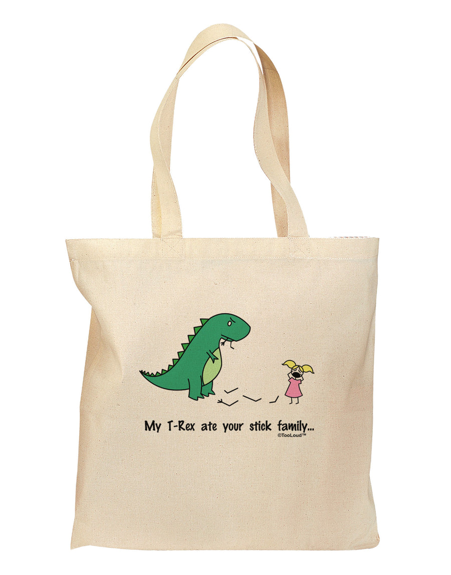 My T-Rex Ate Your Stick Family - Color Grocery Tote Bag by TooLoud-Grocery Tote-TooLoud-Natural-Medium-Davson Sales