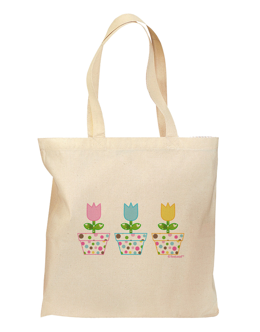 Three Easter Tulips Grocery Tote Bag by TooLoud-Grocery Tote-TooLoud-Natural-Medium-Davson Sales