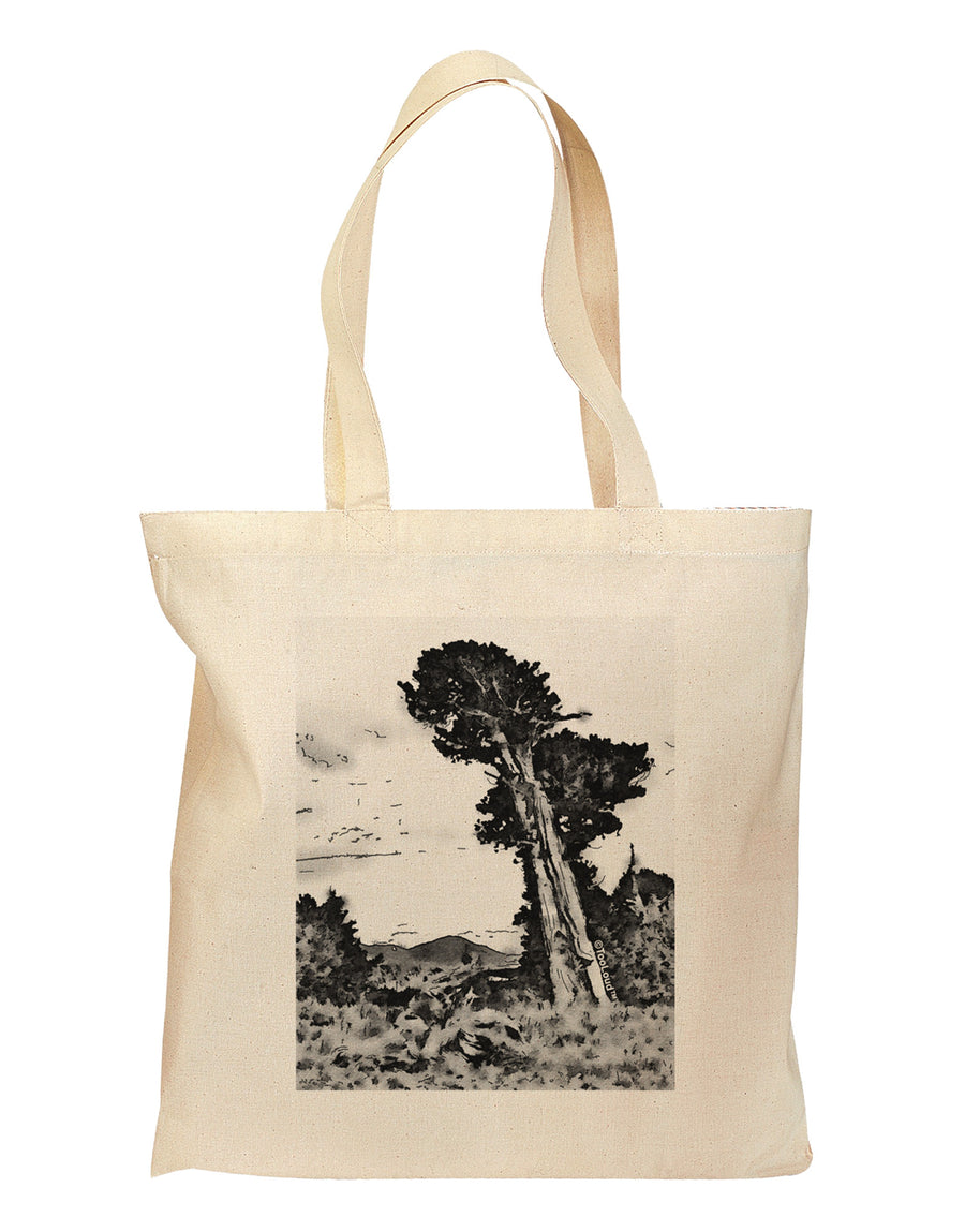 Colorado Landscape Watercolor BW Grocery Tote Bag-Grocery Tote-TooLoud-Natural-Medium-Davson Sales