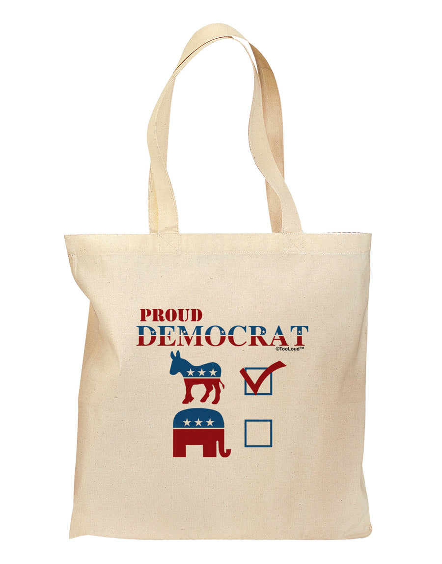 Proud Democrat Checkmark Grocery Tote Bag-Grocery Tote-TooLoud-Natural-Medium-Davson Sales