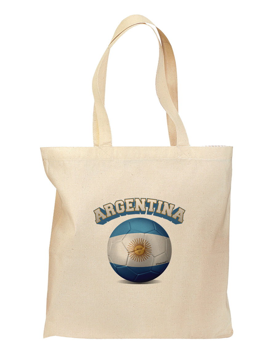 Soccer Ball Flag - Argentina Grocery Tote Bag-Grocery Tote-TooLoud-Natural-Medium-Davson Sales