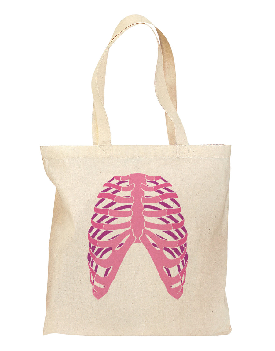 Human Pink Skeleton Bones Ribcage Grocery Tote Bag-Grocery Tote-TooLoud-Natural-Medium-Davson Sales