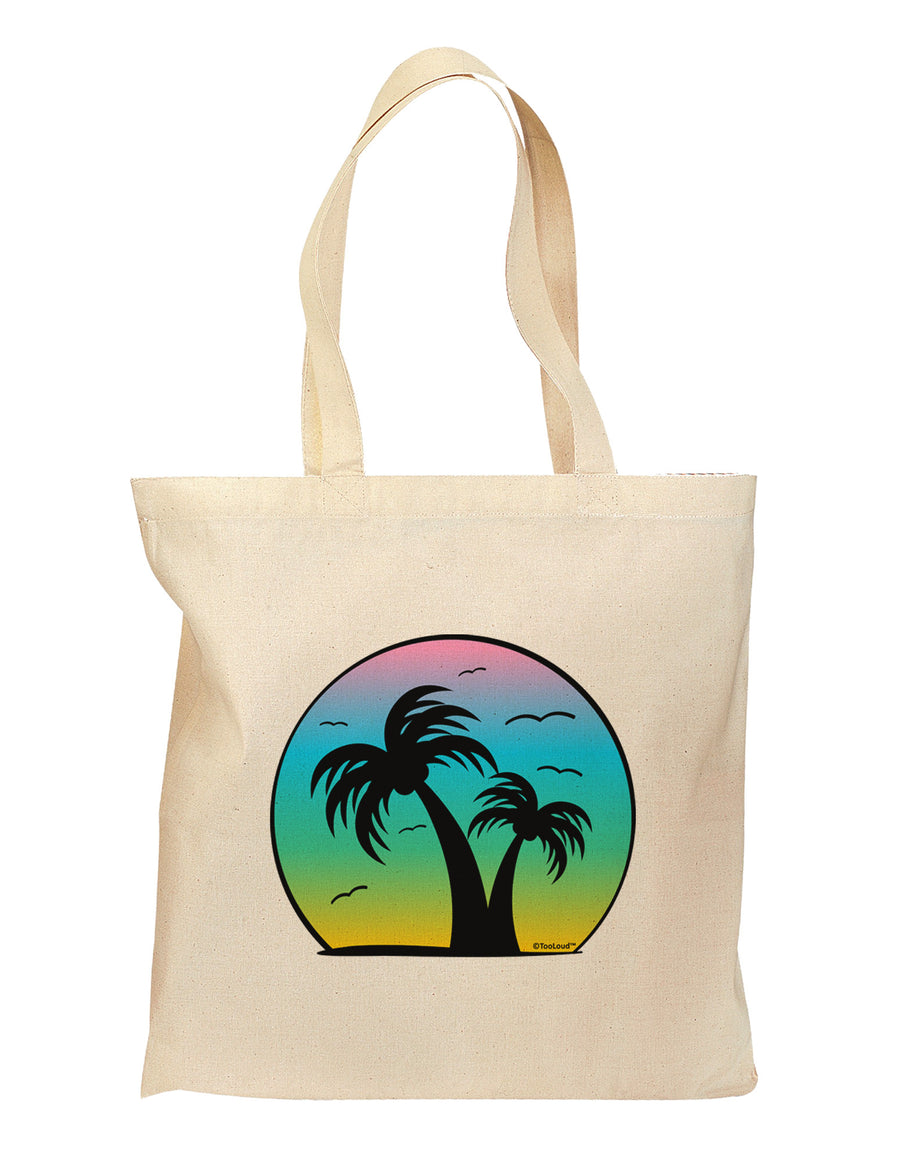 Palm Trees Silhouette - Beach Sunset Design Grocery Tote Bag-Grocery Tote-TooLoud-Natural-Medium-Davson Sales