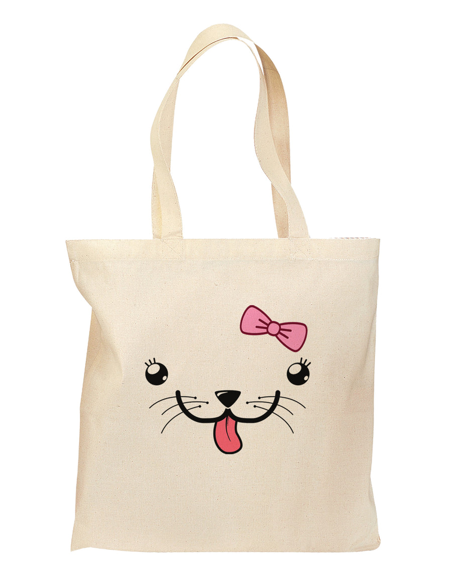 Kyu-T Face - Puppina Cute Girl Puppy Dog Grocery Tote Bag-Grocery Tote-TooLoud-Natural-Medium-Davson Sales