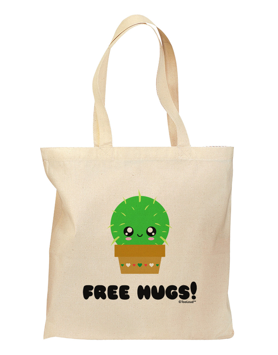 Cute Cactus - Free Hugs Grocery Tote Bag-Grocery Tote-TooLoud-Natural-Medium-Davson Sales