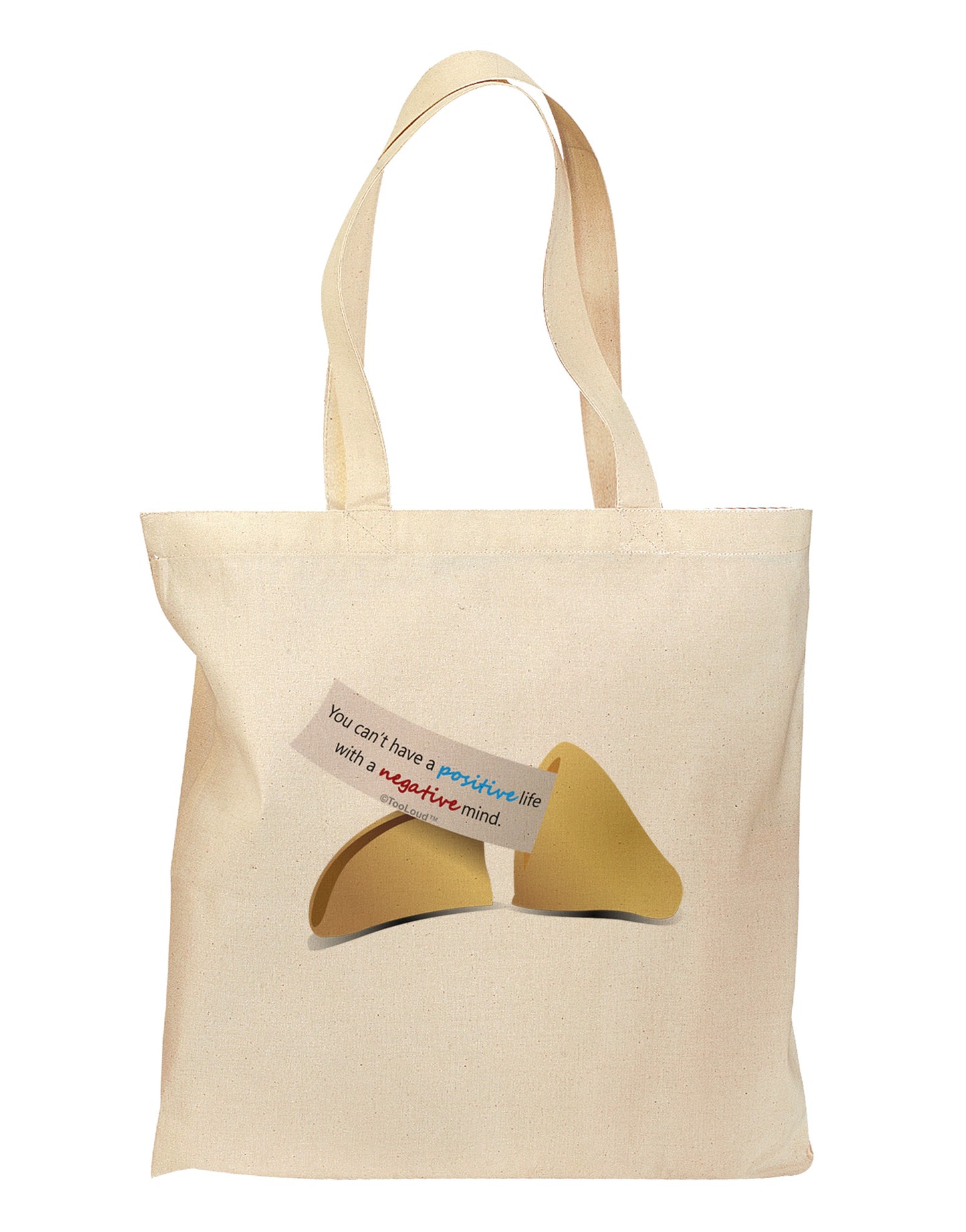 Positive Life - Fortune Cookie Grocery Tote Bag-Grocery Tote-TooLoud-Natural-Medium-Davson Sales