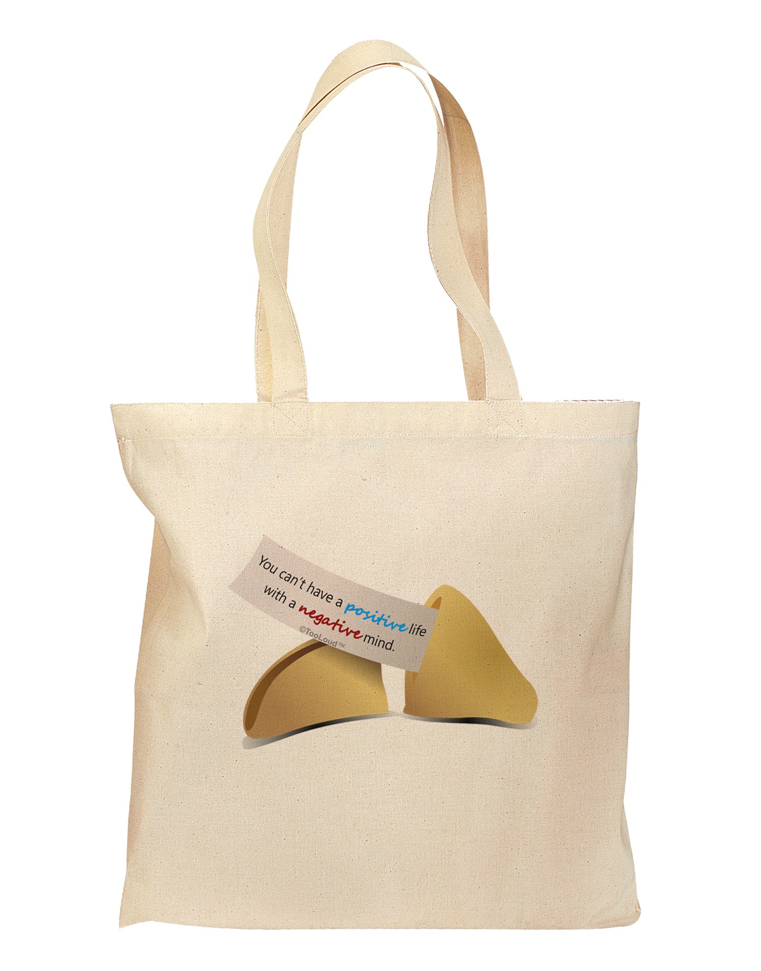 Positive Life - Fortune Cookie Grocery Tote Bag-Grocery Tote-TooLoud-Natural-Medium-Davson Sales