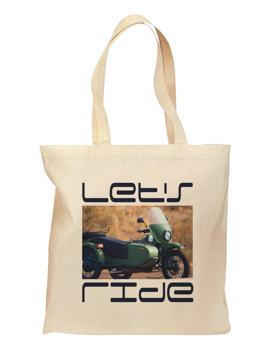 Lets Ride Sidecar Motorcycle Grocery Tote Bag - Natural-Grocery Tote-TooLoud-Natural-Medium-Davson Sales