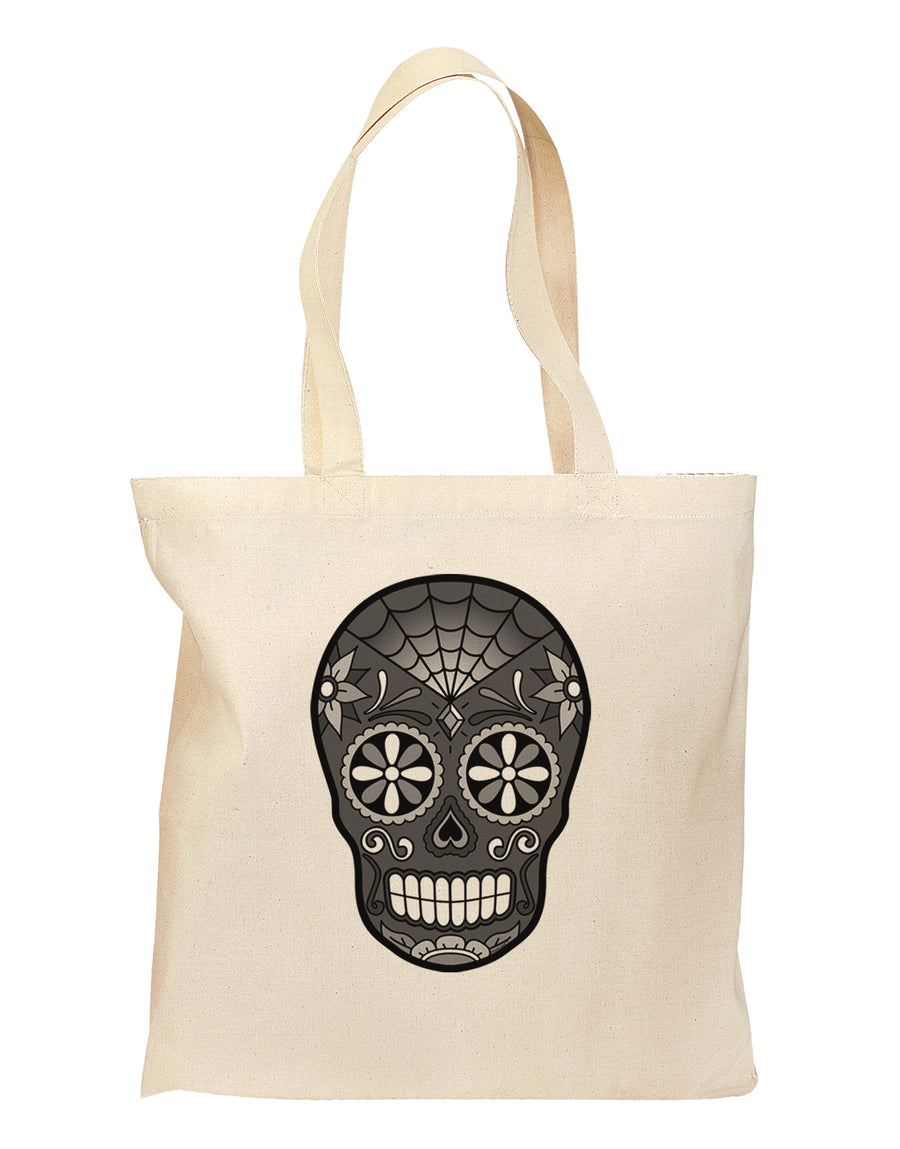 Version 9 Black and White Day of the Dead Calavera Grocery Tote Bag-Grocery Tote-TooLoud-Natural-Medium-Davson Sales