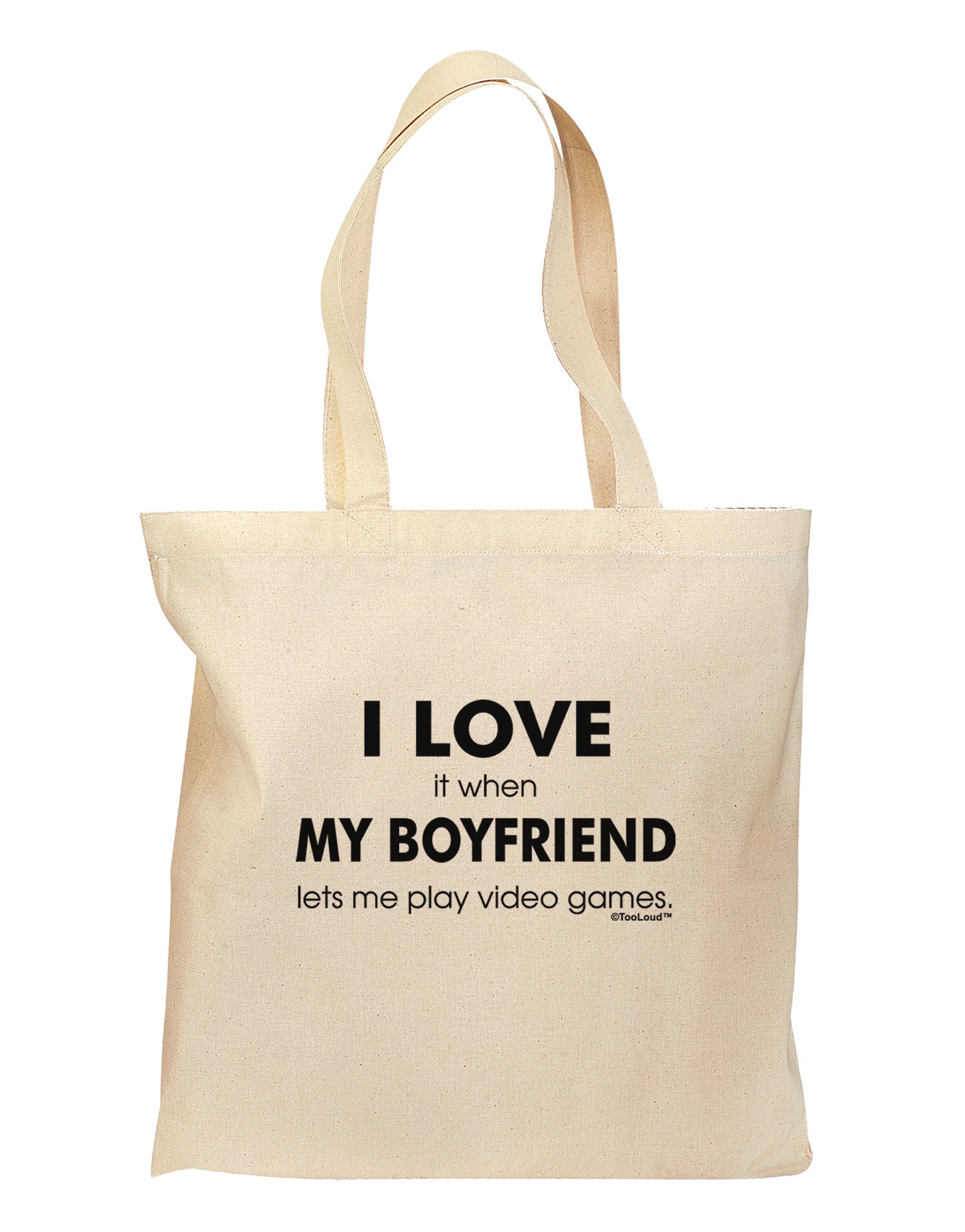 I Love My Boyfriend Videogames Grocery Tote Bag-Grocery Tote-TooLoud-Natural-Medium-Davson Sales