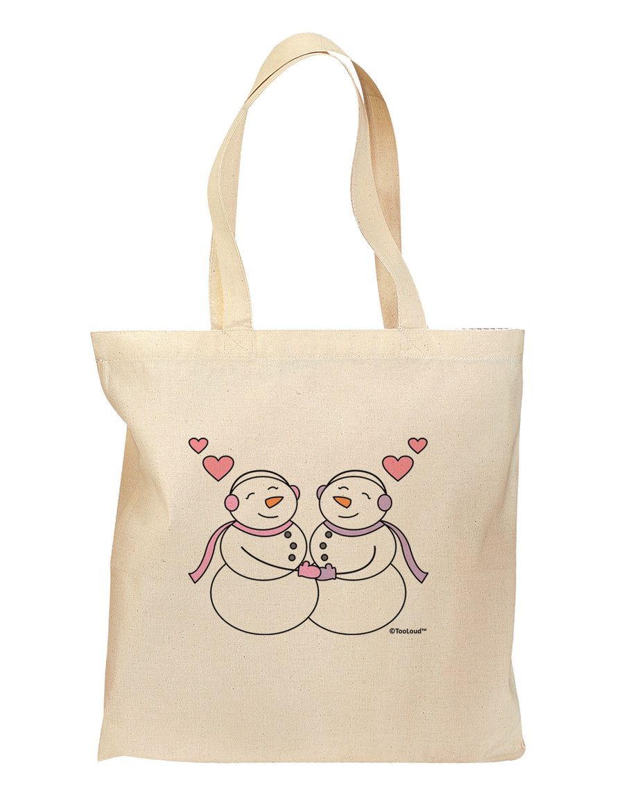 Cute Snowwoman Couple Grocery Tote Bag by TooLoud-Grocery Tote-TooLoud-Natural-Medium-Davson Sales