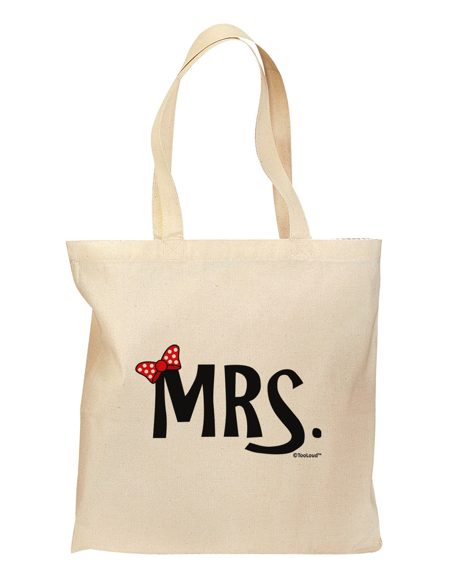 Matching Mr and Mrs Design - Mrs Bow Grocery Tote Bag by TooLoud-Grocery Tote-TooLoud-Natural-Medium-Davson Sales