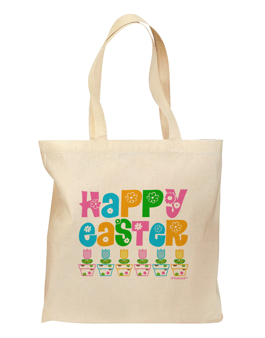 Happy Easter - Tulips Grocery Tote Bag by TooLoud-Grocery Tote-TooLoud-Natural-Medium-Davson Sales