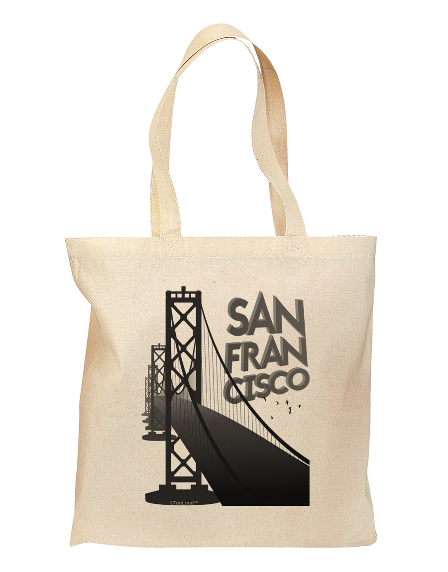 San Francisco Text Bay Bridge Grocery Tote Bag-Grocery Tote-TooLoud-Natural-Medium-Davson Sales