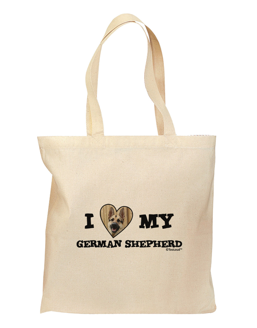 I Heart My German Shepherd Grocery Tote Bag-Grocery Tote-TooLoud-Natural-Medium-Davson Sales