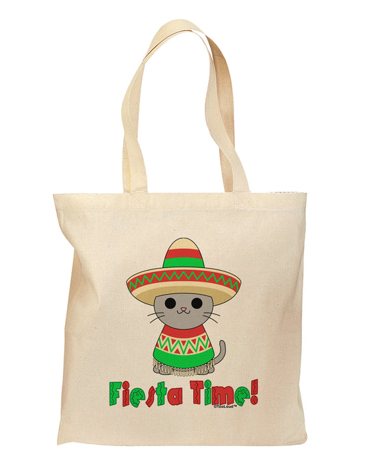 Fiesta Time - Cute Sombrero Cat Grocery Tote Bag by TooLoud-Grocery Tote-TooLoud-Natural-Medium-Davson Sales