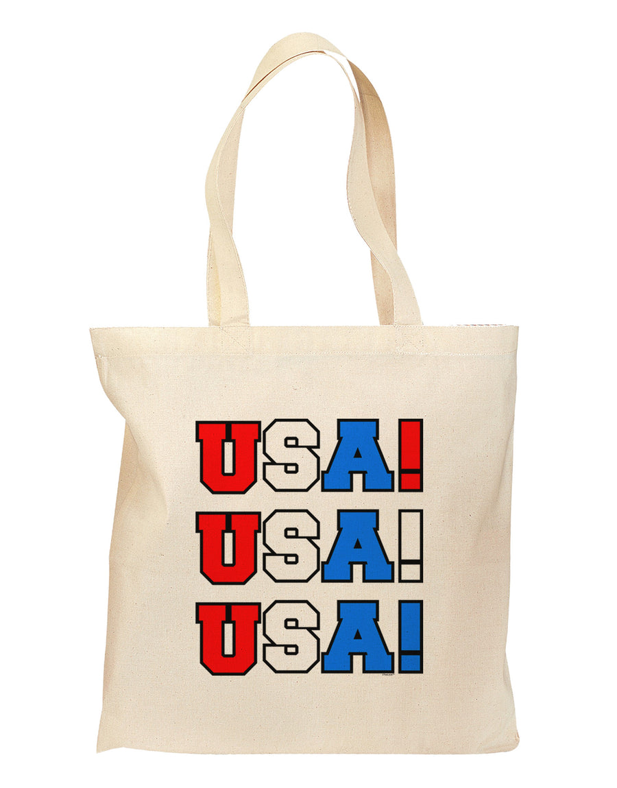 USA! USA! USA! Grocery Tote Bag-Grocery Tote-TooLoud-Natural-Medium-Davson Sales