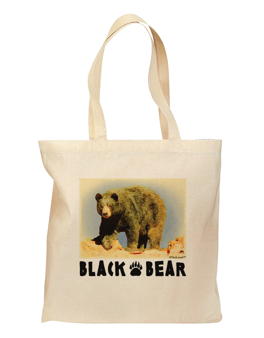 Black Bear Watercolor Grocery Tote Bag - Natural-Grocery Tote-TooLoud-Natural-Medium-Davson Sales