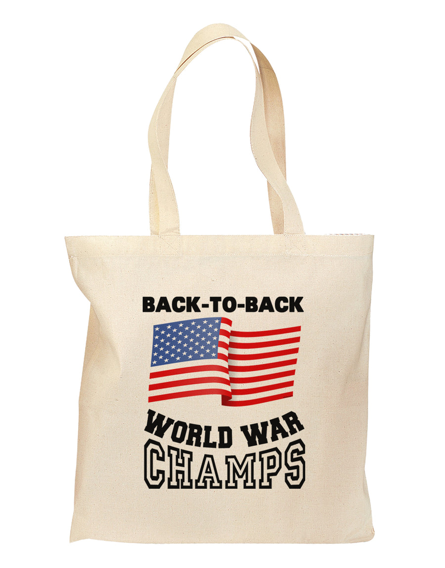 Back to Back World War Champs Grocery Tote Bag-Grocery Tote-TooLoud-Natural-Medium-Davson Sales