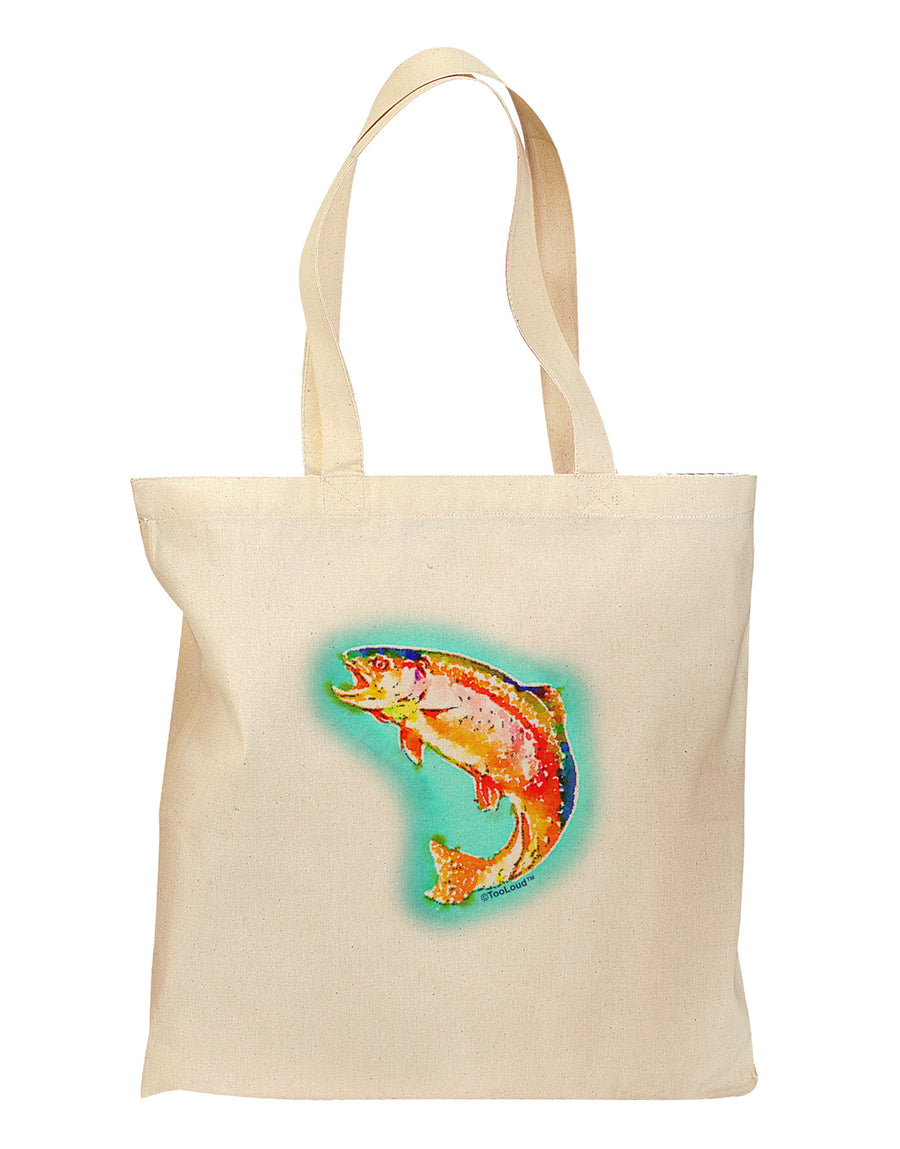 Rainbow Trout WaterColor Grocery Tote Bag-Grocery Tote-TooLoud-Natural-Medium-Davson Sales